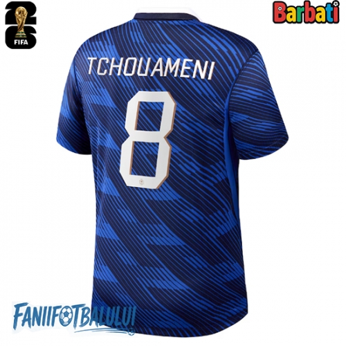 Franța Aurelien Tchouameni #8 Tricou Fotbal Replică Mondial 2026 Barbati Acasa Franța Aurelien Tchouameni #8 Tricou Fotbal Replică Mondial 2026 Barbati Acasa